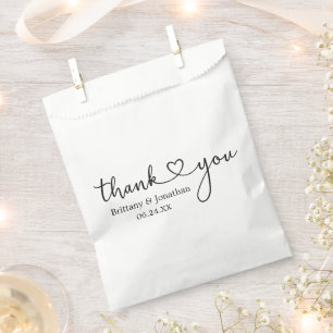 Modern Calligraphy Heart Wedding Thank You Favor Bag