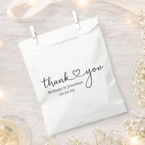 Modern Calligraphy Heart Wedding Thank You Favor Bag