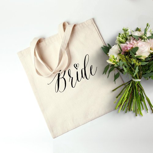 Modern Calligraphy Hearts Bride Tote Bag