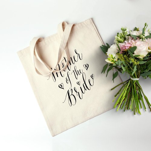 Modern Calligraphy Hearts Mother of the Bride Tote Bag