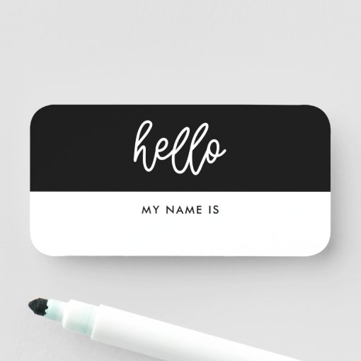 Modern calligraphy Hello my name is Dry Erase Name Tag Zazzle