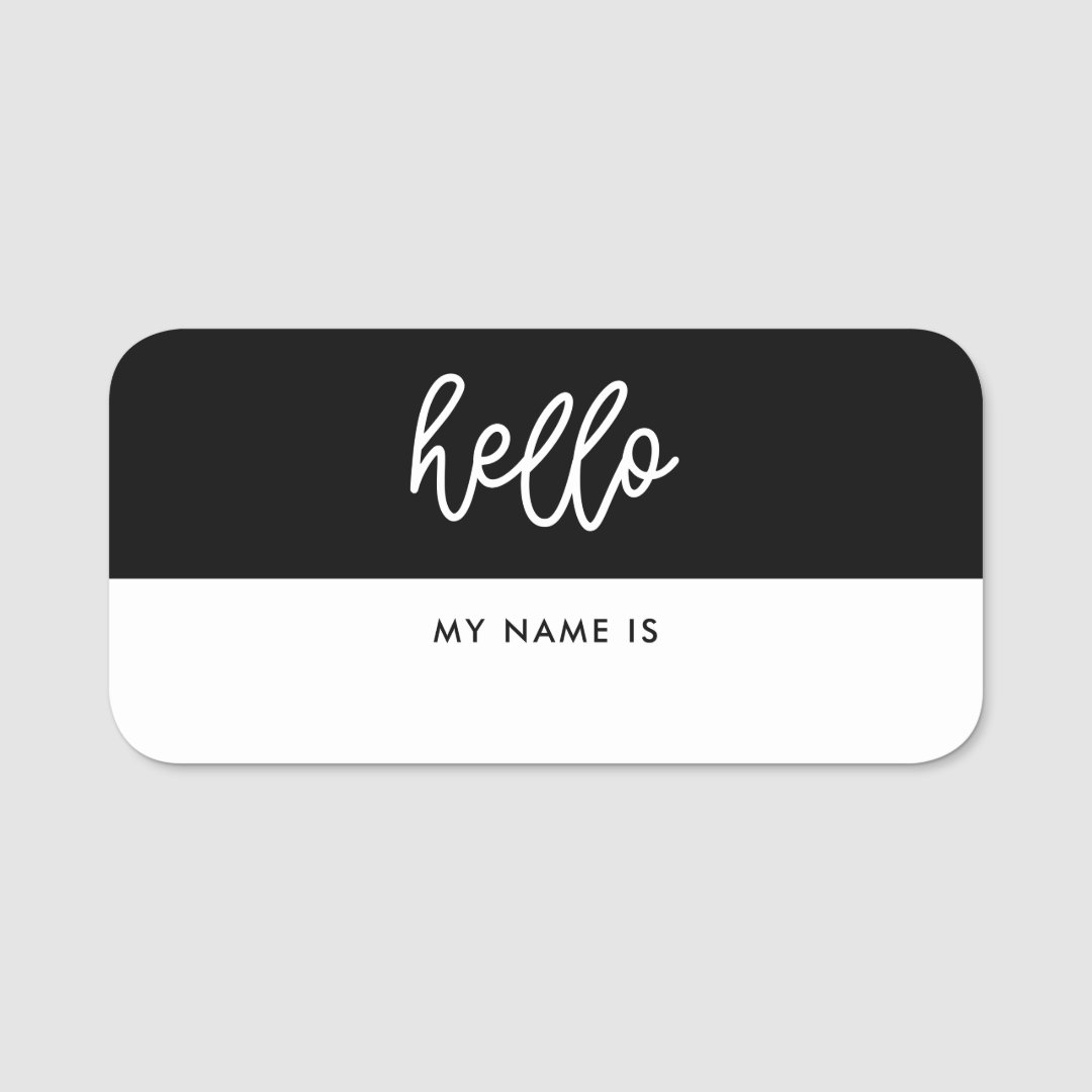 Modern calligraphy Hello my name is Dry Erase Name Tag Zazzle