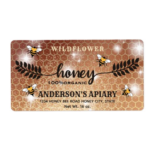 Modern calligraphy honey branch  jar label