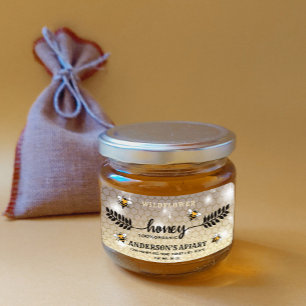 Modern calligraphy honey branch jar label