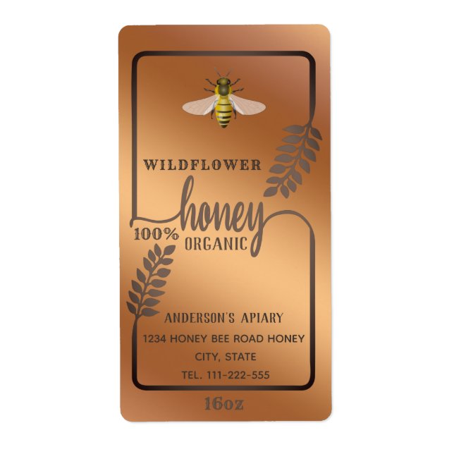 Modern Calligraphy honey branch jar Label (Front)