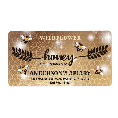 Modern calligraphy honey branch  jar label