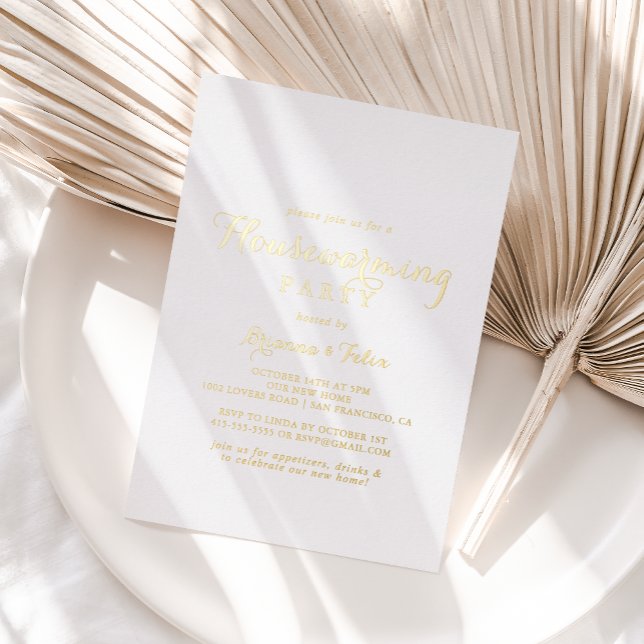 Modern Calligraphy Housewarming Party Gold   Foil Invitation (Creator Uploaded)