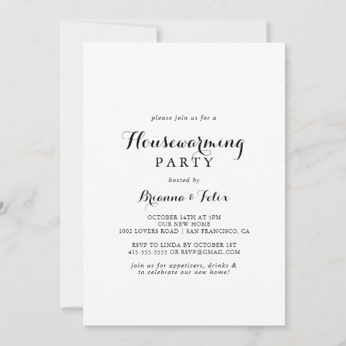 Modern Calligraphy Housewarming Party Invitation