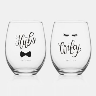 Modern Calligraphy Hubs Wifey Personalized Couple