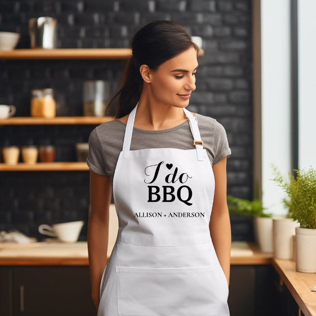 Modern calligraphy i do bbq bridal shower  adult apron (Creator Uploaded)