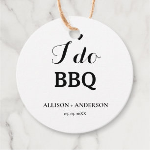 Modern calligraphy i do bbq bridal shower favor tags