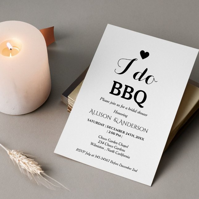 Modern calligraphy i do bbq bridal shower  invitation (Creator Uploaded)