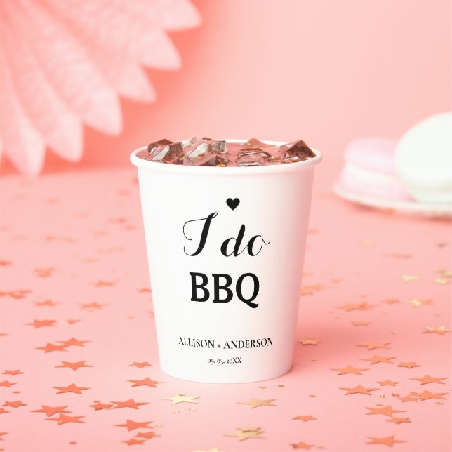 Modern calligraphy i do bbq bridal shower  paper cups (Insitu)