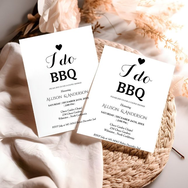 Modern calligraphy i do bbq Couple shower  Invitation (Creator Uploaded)
