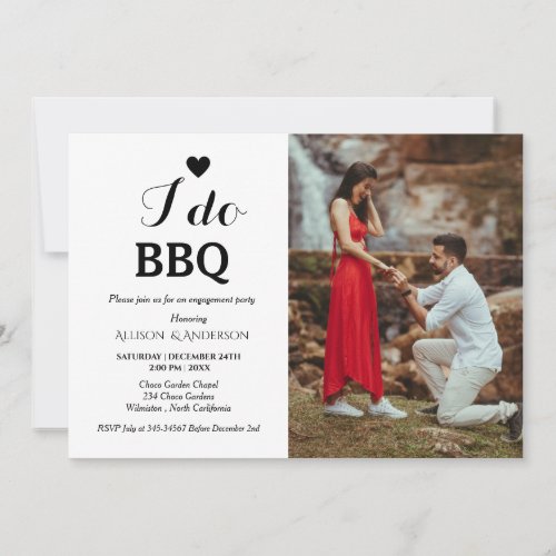 Modern calligraphy i do bbq engagement party  invitation