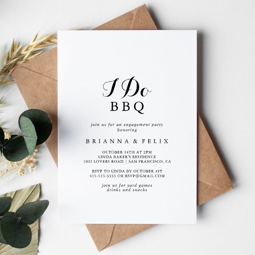 Modern Calligraphy I Do BBQ Engagement Party Invitation