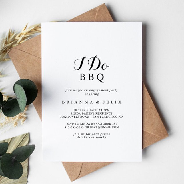 Modern Calligraphy I Do BBQ Engagement Party Invitation (Creator Uploaded)