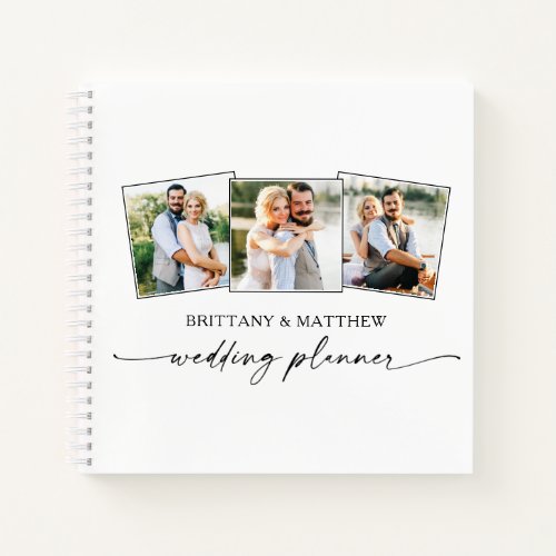 Modern Calligraphy Ink 3 Photo Wedding Planner Notebook