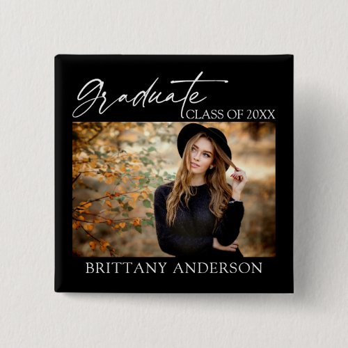 Modern Calligraphy Ink Graduate Photo Black Square