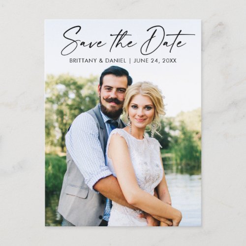 Modern Calligraphy Ink Pen Save The Date Photo Postcard