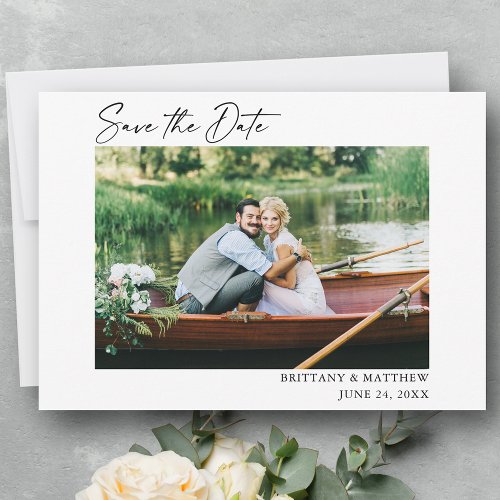 Modern Calligraphy Ink Pen Script Photo Save The Date