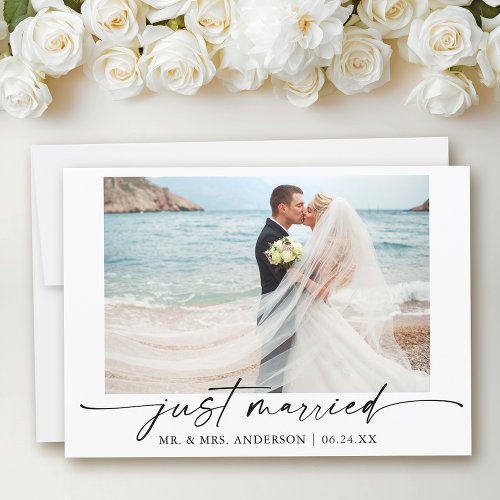 Modern Calligraphy Ink Pen Script Photo Wedding Announcement