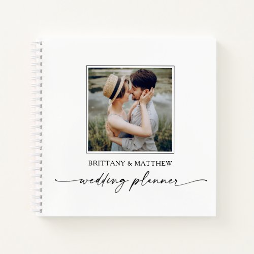 Modern Calligraphy Ink Photo Wedding Planner Notebook