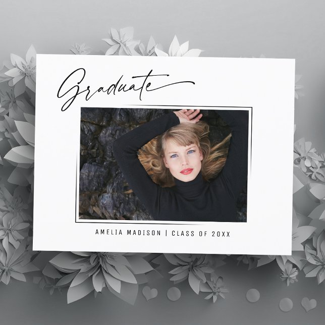 Modern Calligraphy Ink Script Artful Grad Photo Postcard (Creator Uploaded)