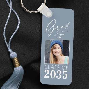 Modern Calligraphy Ink Script Grad Photo 2 Sided Keychain