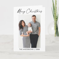 Modern Calligraphy Ink Script Photo Christmas Fold
