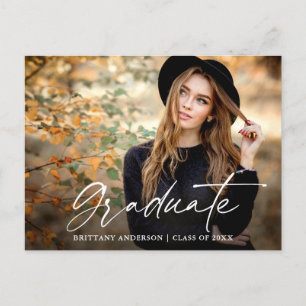 Modern Calligraphy Ink Script Photo Graduation  Postcard