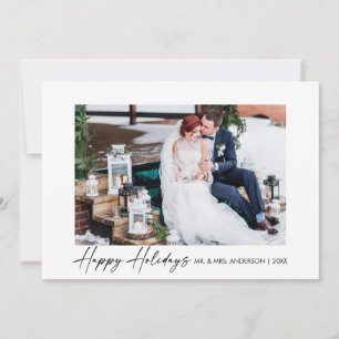 Modern Calligraphy Ink Script Wedding Photo Holiday Card