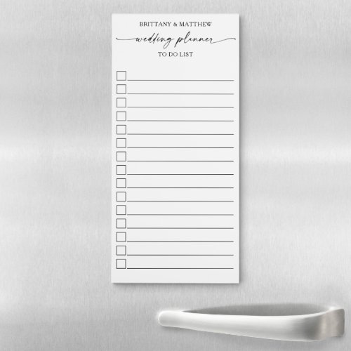 Modern Calligraphy Ink Wedding Planner To Do List Magnetic Notepad