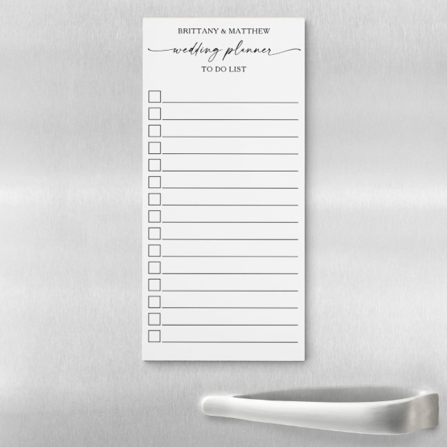 Modern Calligraphy Ink Wedding Planner To Do List Magnetic Notepad (In Situ)