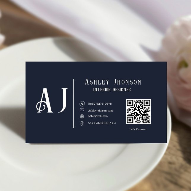 Modern Calligraphy Interior Designer House Decor Business Card (Creator Uploaded)