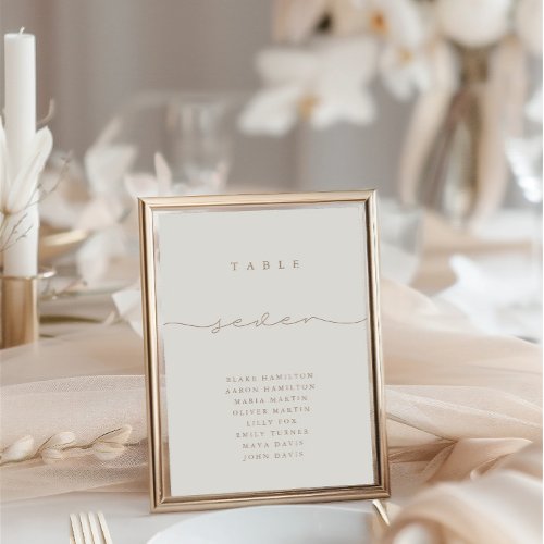 Modern Calligraphy Ivory Seven Table Number