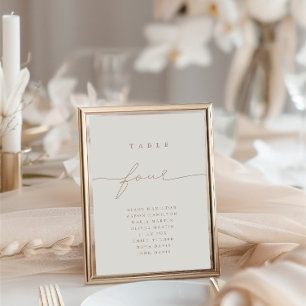 Modern Calligraphy Ivory Table Four Table Number