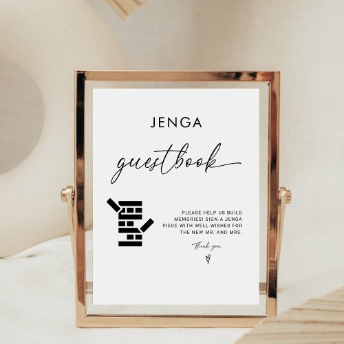 Modern Calligraphy Jenga Guest Book Wedding Sign