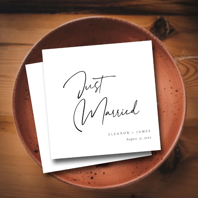 Modern Calligraphy Just Married : Personalized Napkins (Modern Calligraphy Just Married _ Personalized Napkins)