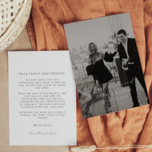 Modern Calligraphy Just Married Photo Elopement  Invitation
