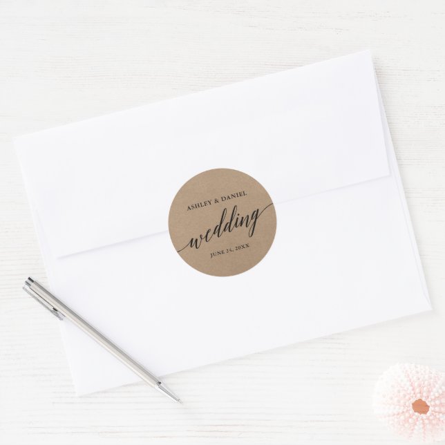 Modern Calligraphy Kraft Wedding Envelope Seal (Envelope)