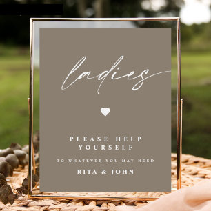 Modern Calligraphy Ladies Bathroom Wedding Sign