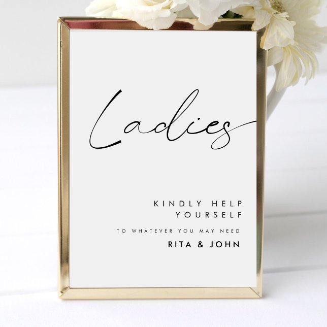 Modern Calligraphy Ladies Bathroom Wedding Sign (Creator Uploaded)
