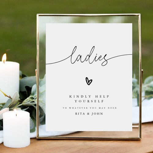 Modern Calligraphy Ladies Bathroom Wedding Sign