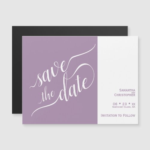 Modern Calligraphy Lavender Wedding Save the Date Magnetic Invitation