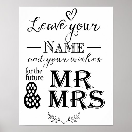 Modern Calligraphy Leave your wishes print | Zazzle