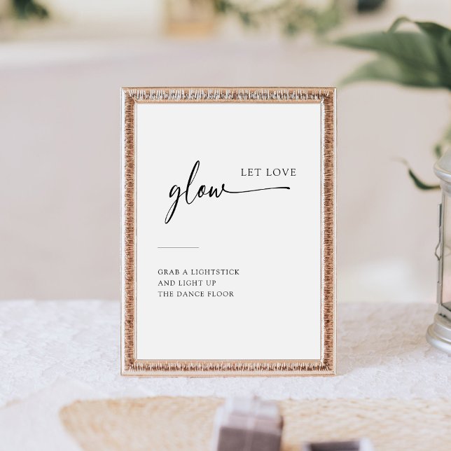 Modern Calligraphy Let Love Glow Wedding Send Off Pedestal Sign (Creator Uploaded)