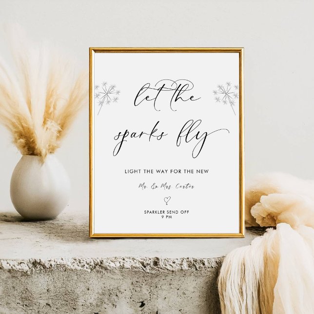 Modern Calligraphy Let Love Sparkle Wedding Sign (Creator Uploaded)