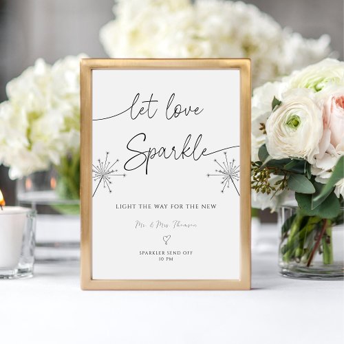 Modern Calligraphy Let Love Sparkle Wedding Sign