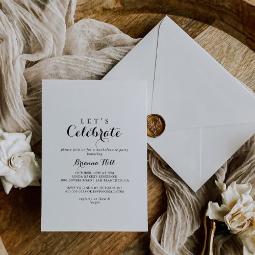 Modern Calligraphy Lets Celebrate Party Invitation